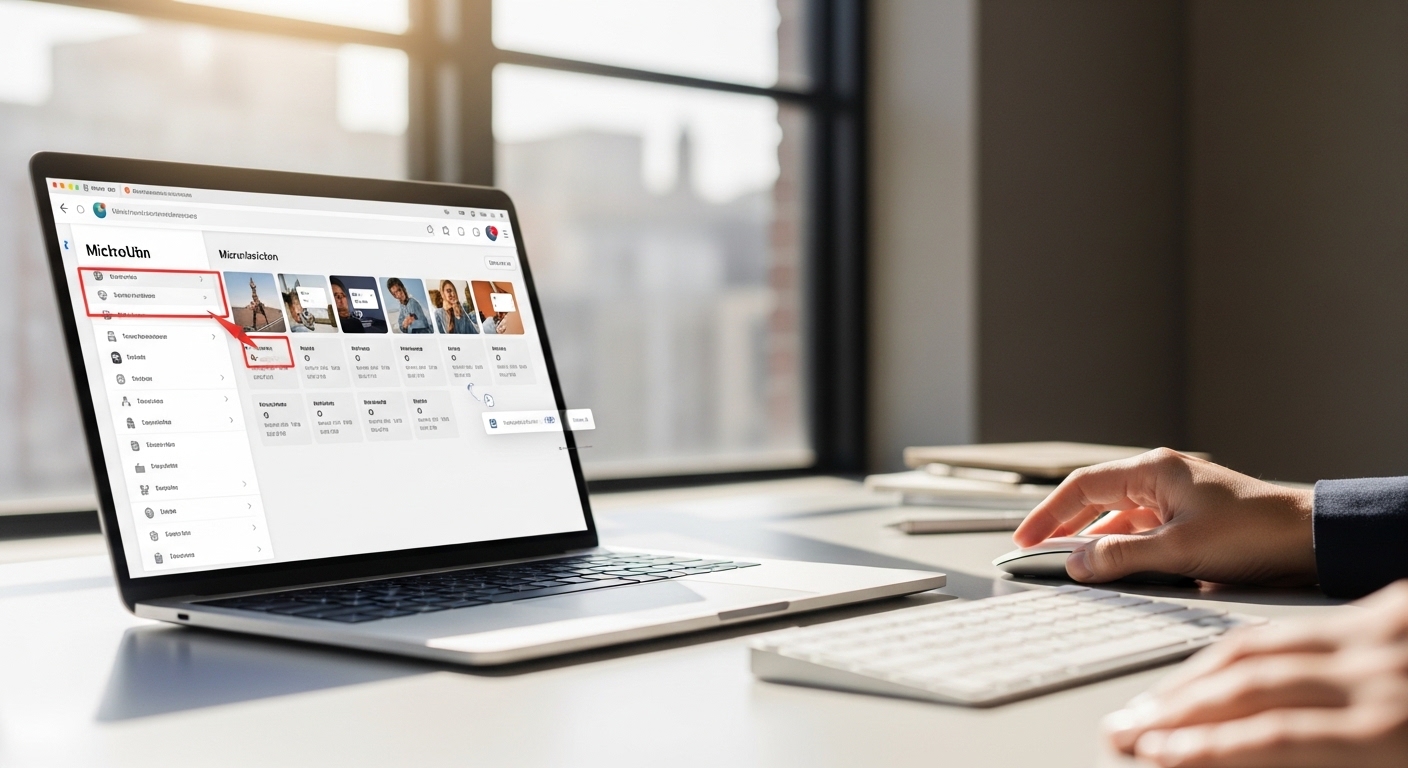 Pessoa interagindo com interface digital de UX/UI em laptop moderno